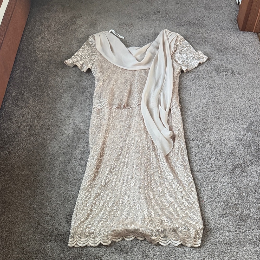 Serene Gold Lace Overlay Dress Cap Sleeve Formal Mother of Bride Plus SIZE 20W